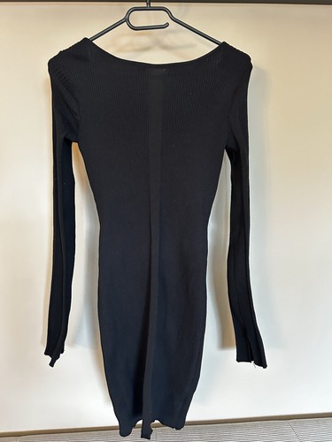 Schwarzes langarm strickkleid - langarm,