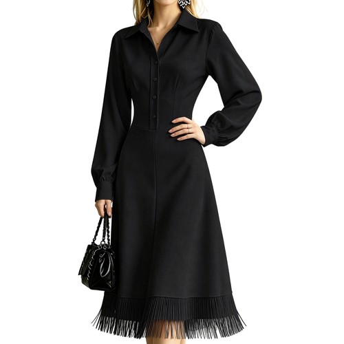 Damen hemdkleid laternenärmel - damen,