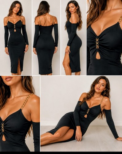 Damen midikleid schwarz - damen,