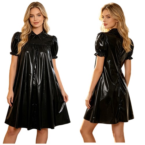 Damen lack leder kleid - de,