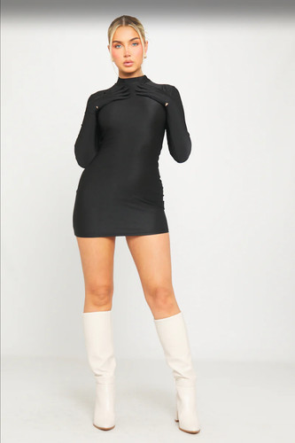 Minikleid schwarz langarm - minikleid,, schwarz,