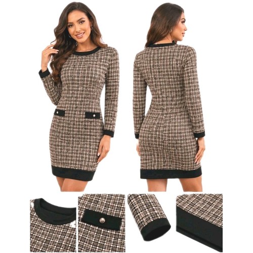 Damen etuikleid tweed kleid - tweed,