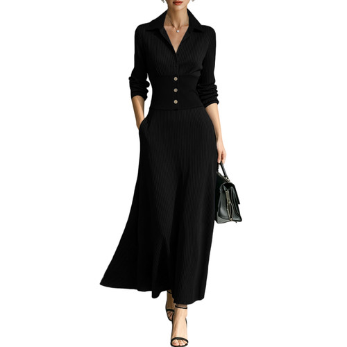 Damen strickkleid revers - damen,